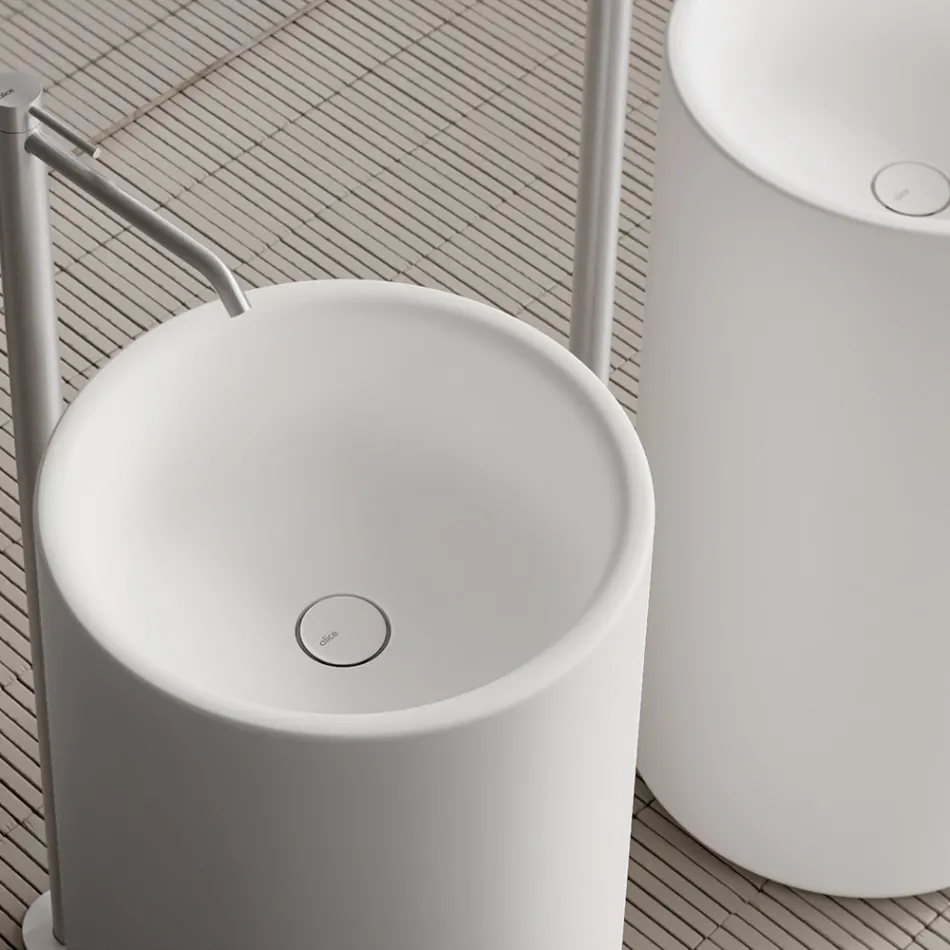 Fritstående håndvask i keramik, fremstillet i Italien - Ragazza Viadurini