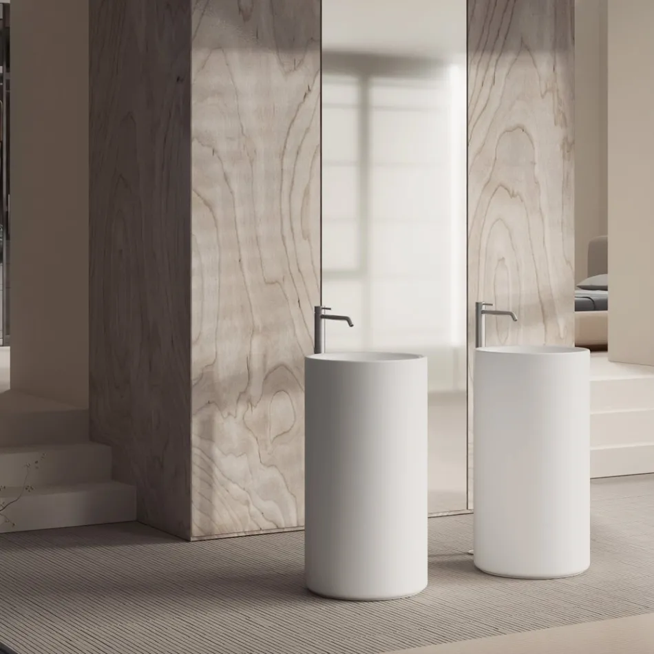 Fritstående håndvask i keramik, fremstillet i Italien - Ragazza Viadurini