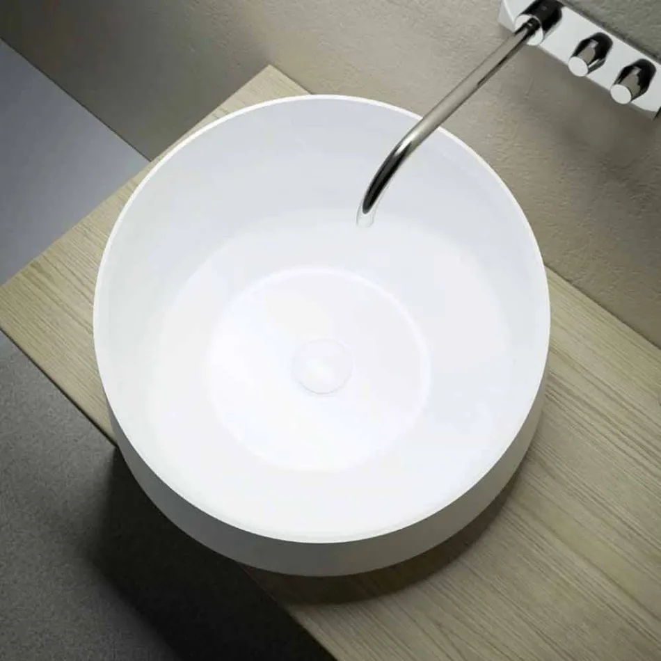 Fritstående håndvaske i Solid Surface lavet i Italien, Dongo Viadurini