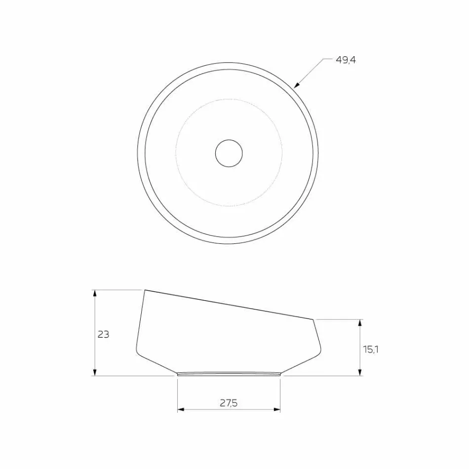 Fritstående håndvaske i Solid Surface lavet i Italien, Dongo Viadurini
