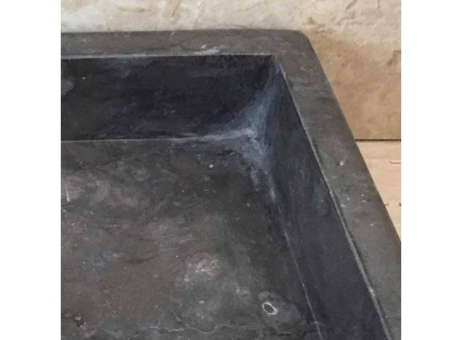 Mørkegrå håndvask i thailandsk natursten, håndlavet Viadurini