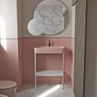 Keramisk håndvask med gulvstående struktur med hylde Lavet i Italien - Graffa Viadurini