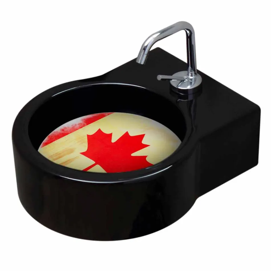 Fritstående sort keramisk håndvask / ophæng lavet i Italien Tor Viadurini