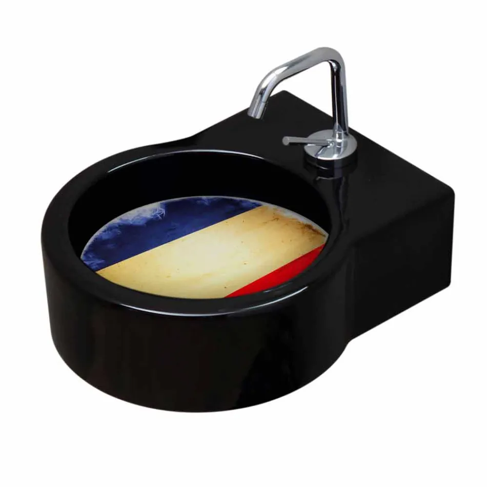 Fritstående sort keramisk håndvask / ophæng lavet i Italien Tor Viadurini