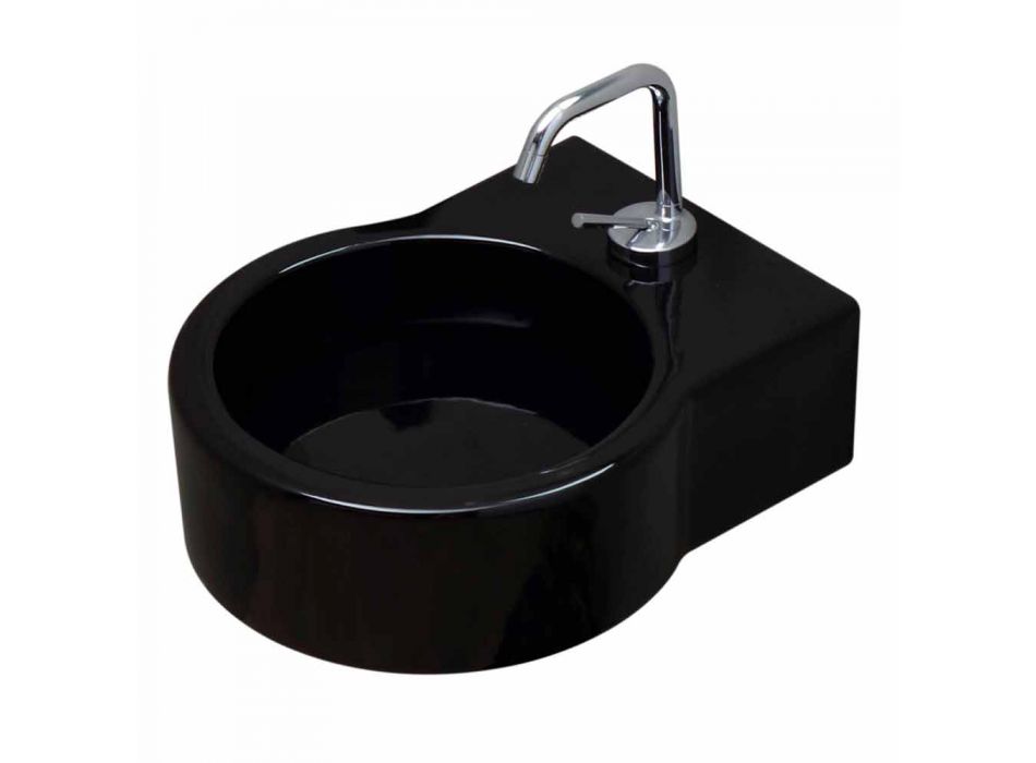 Fritstående sort keramisk håndvask / ophæng lavet i Italien Tor Viadurini