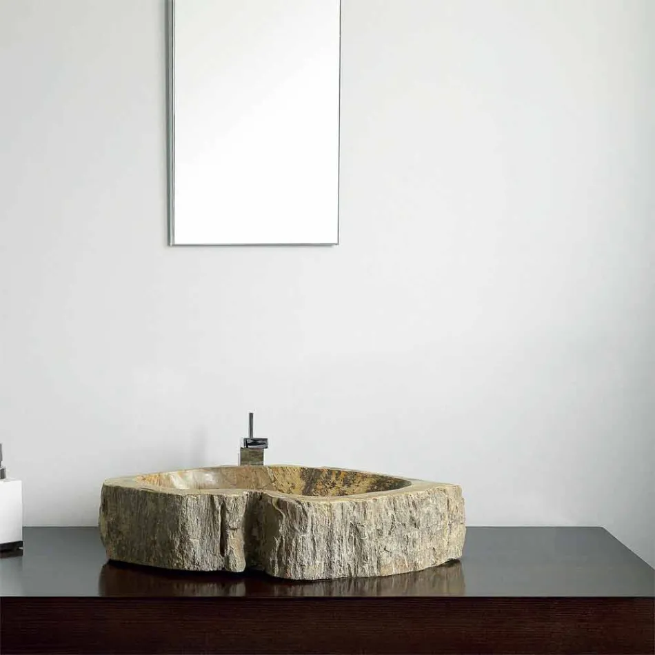 Wood Fossil vask køkkenbordet Goa enkelt stykke Viadurini