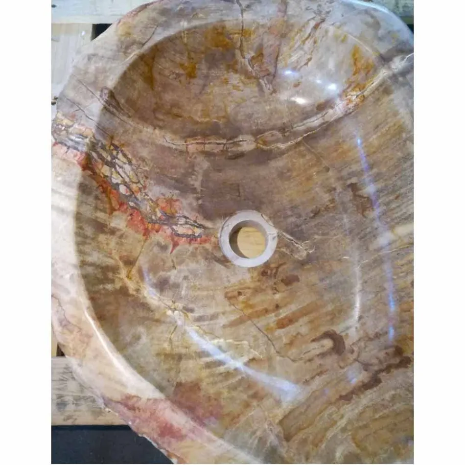 Wooden håndvask Fossil Counter Goa enkelt stykke Viadurini