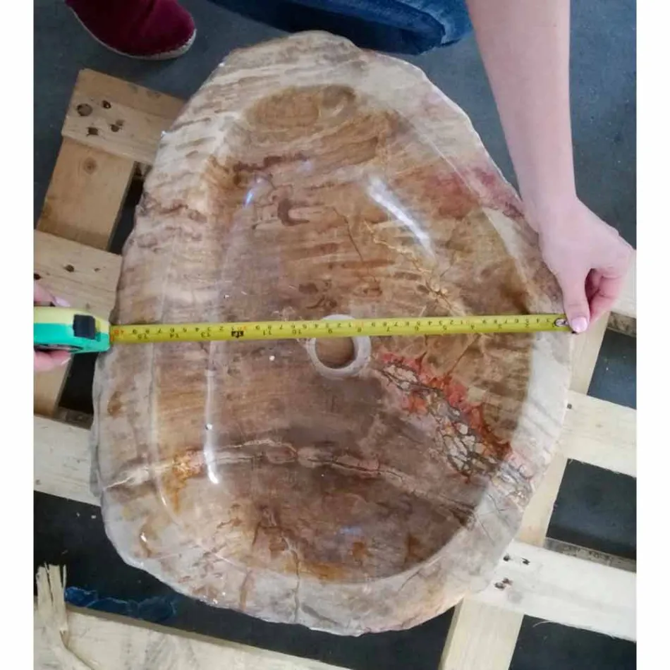 Wooden håndvask Fossil Counter Goa enkelt stykke Viadurini