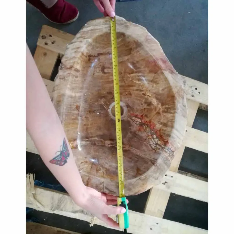 Wooden håndvask Fossil Counter Goa enkelt stykke Viadurini