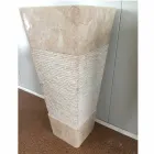 Håndvask i natursten med søjle Robin, hvid enkelt stykke Viadurini