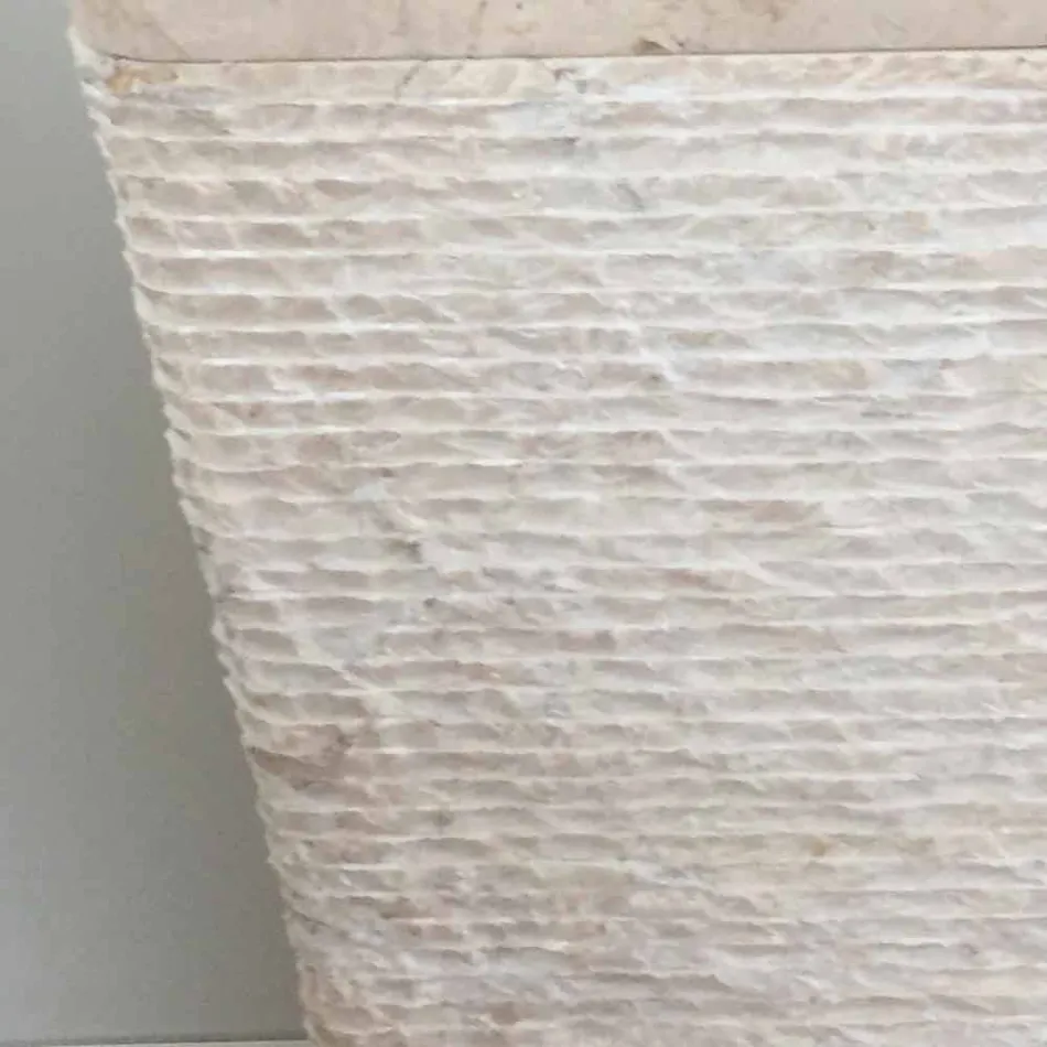 Håndvask i natursten med søjle Robin, hvid enkelt stykke Viadurini