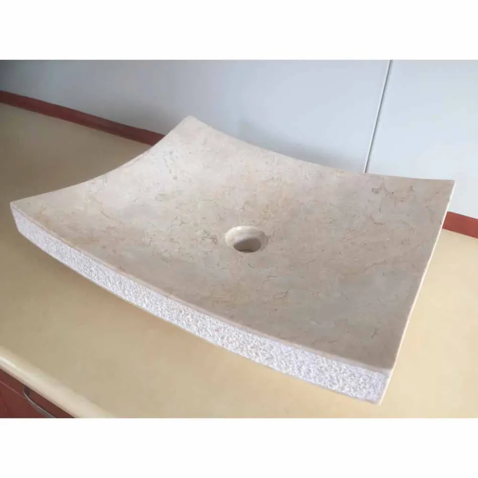 Håndvask i natursten af ​​Kærlighed hvid design, unikt stykke Viadurini