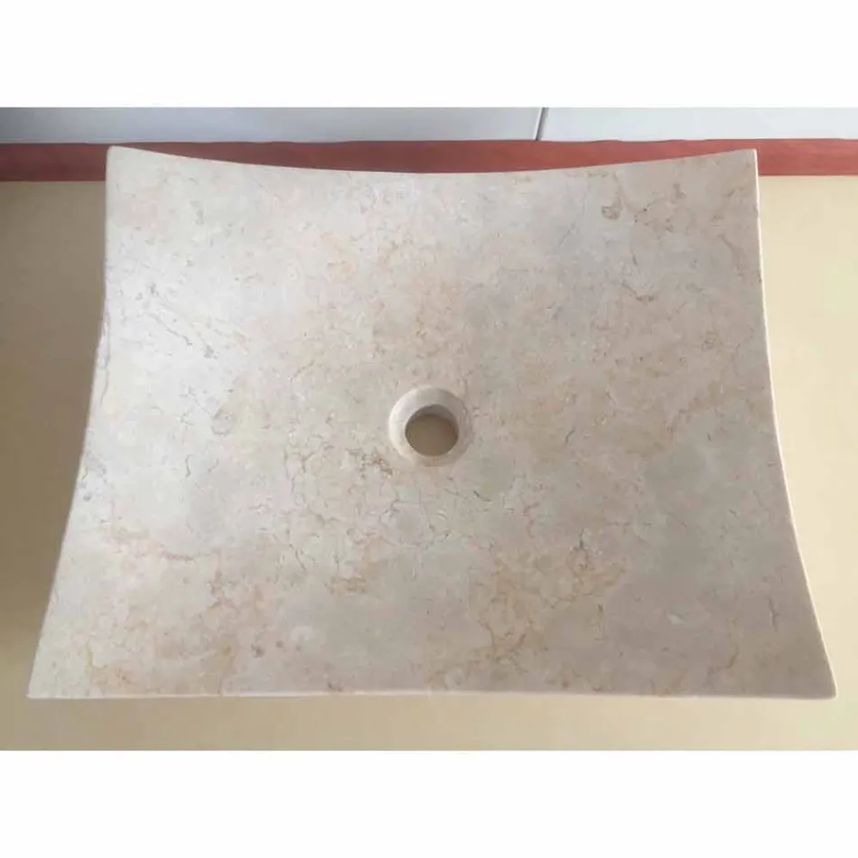 Håndvask i natursten af ​​Kærlighed hvid design, unikt stykke Viadurini