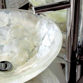 Benkepladehåndvask med moderne perlemorindsæt - Salvatore