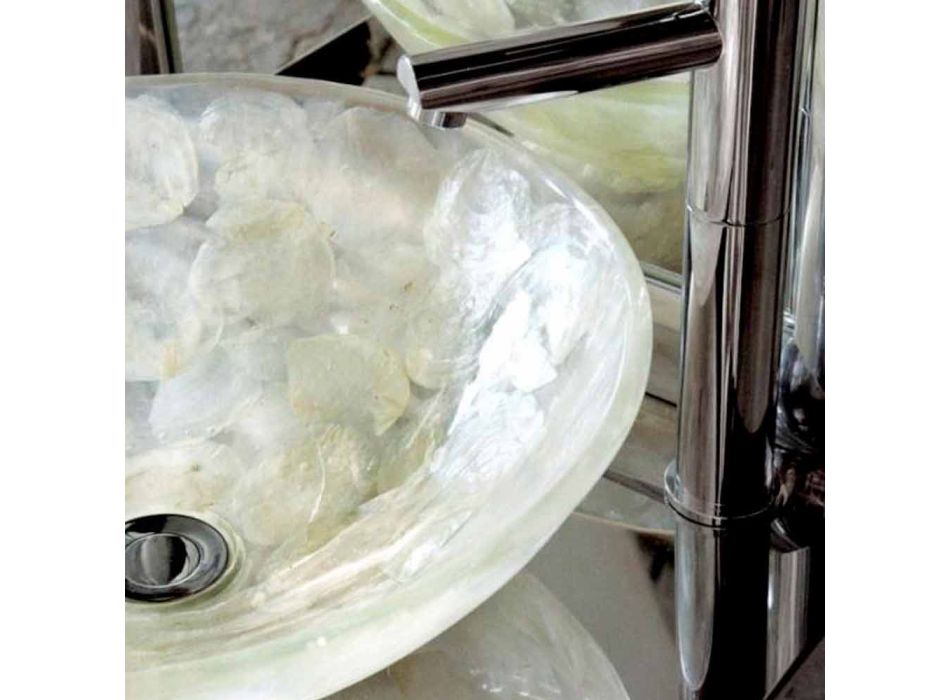 Benkepladehåndvask med moderne perlemorindsæt - Salvatore Viadurini