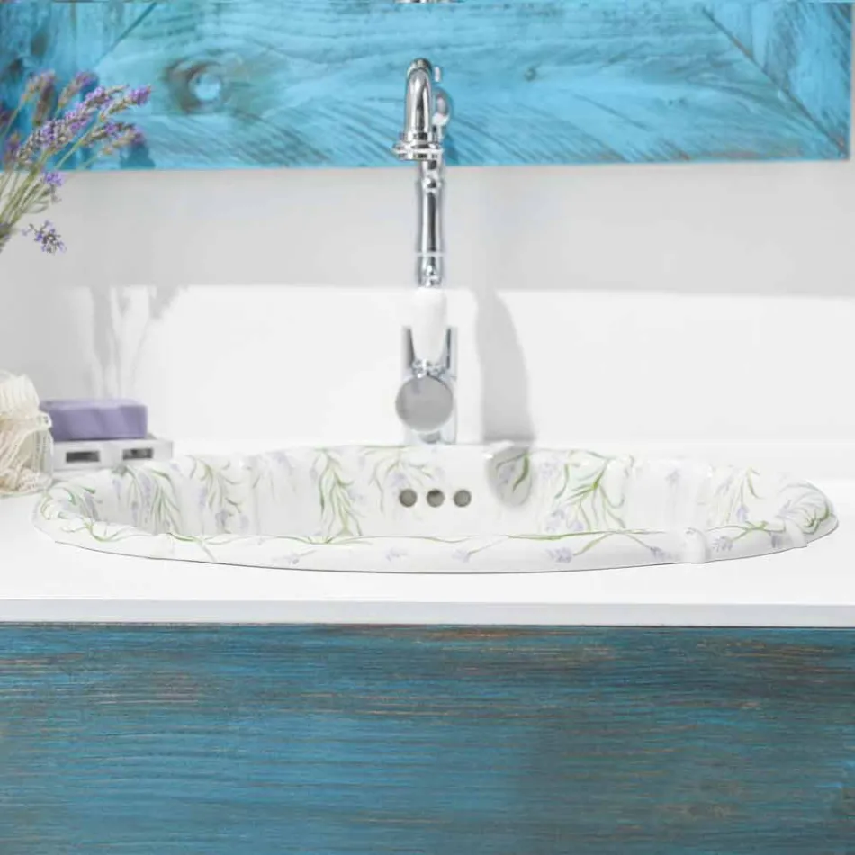 Indbygget håndvask i klassisk porslin håndlavet i Italien, Santiago Viadurini