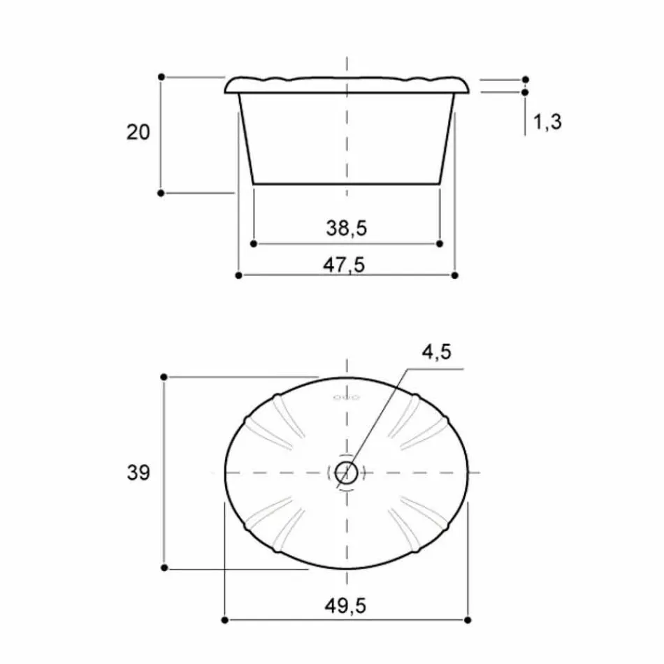 Indbygget håndvask i klassisk porslin håndlavet i Italien, Santiago Viadurini