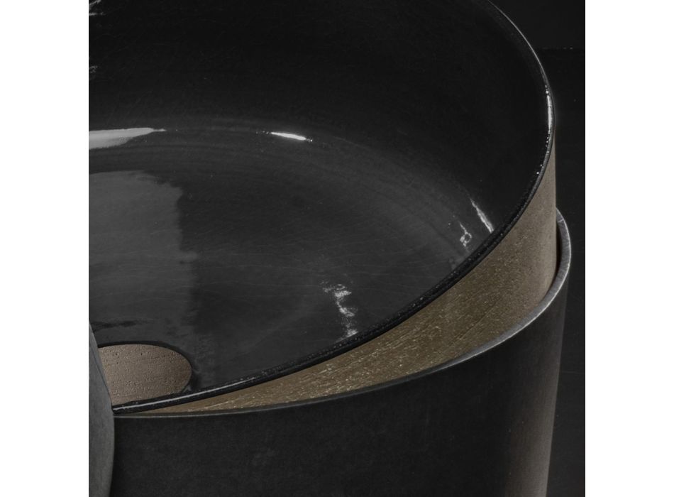 Luksus sort bordplade håndvask i farvet ler lavet i Italien - Tatiana Viadurini