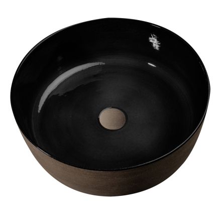 Luksus sort bordplade håndvask i farvet ler lavet i Italien - Tatiana Viadurini
