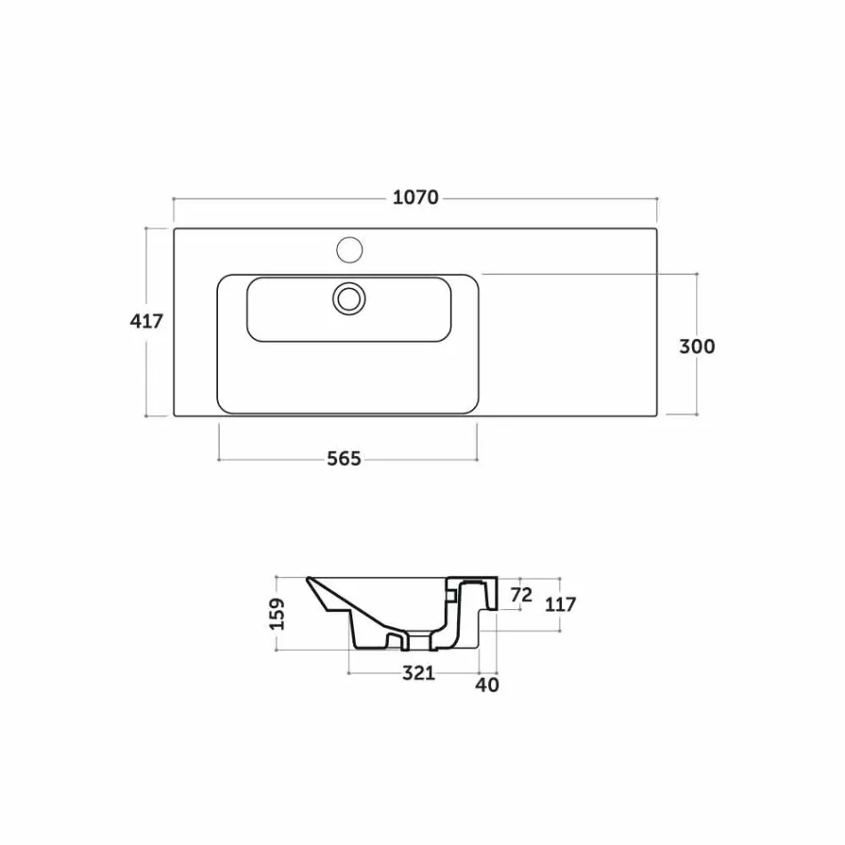 Moderne venstre og forsænket bassin i Ceramica Maida Viadurini