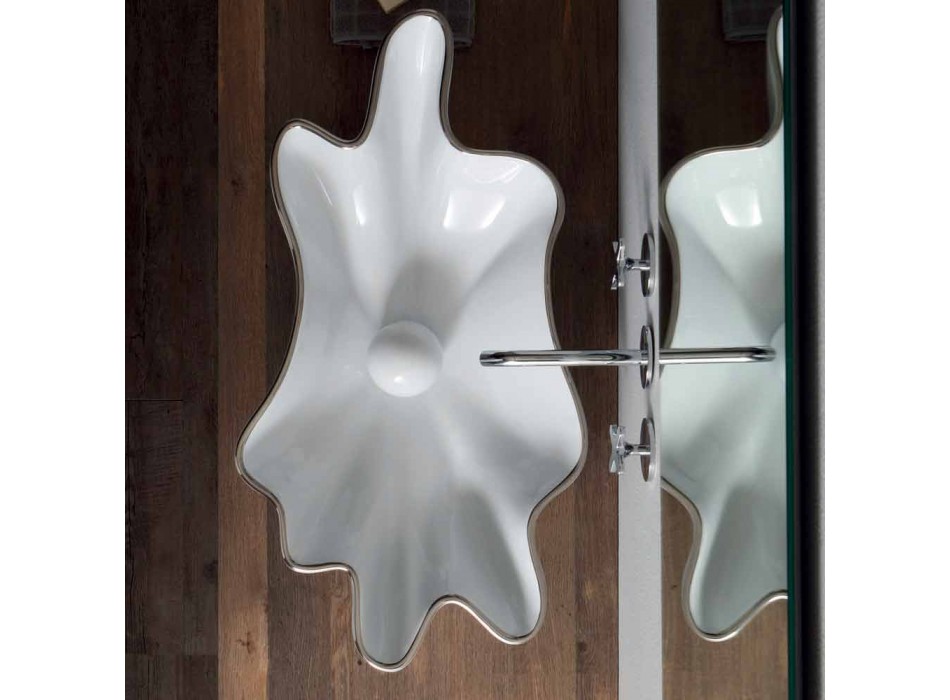 Moderne bordplade i hvid keramik lavet i Italien Rayan Viadurini