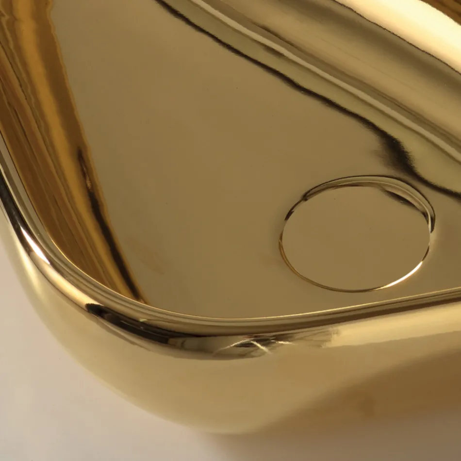 Moderne bordplade håndvask i guldkeramik lavet i Italien Sofia Viadurini