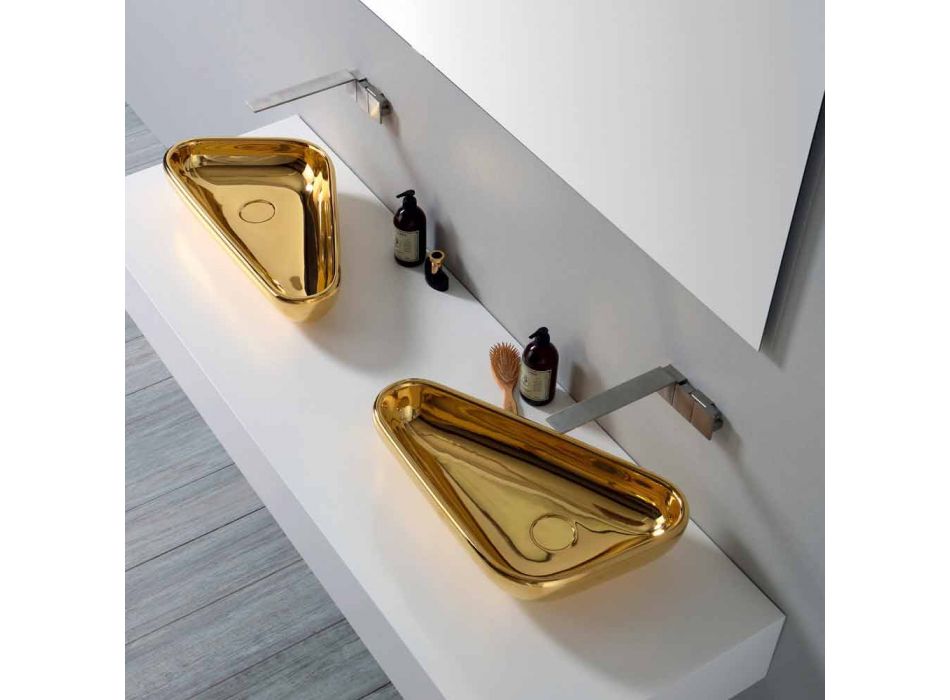 Moderne bordplade i guld keramik lavet i Italien Sofia Viadurini