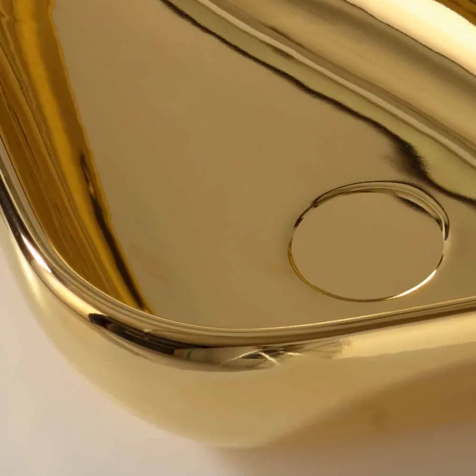 Moderne bordplade i guld keramik lavet i Italien Sofia Viadurini