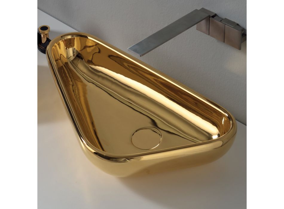 Moderne bordplade håndvask i guldkeramik lavet i Italien Sofia Viadurini