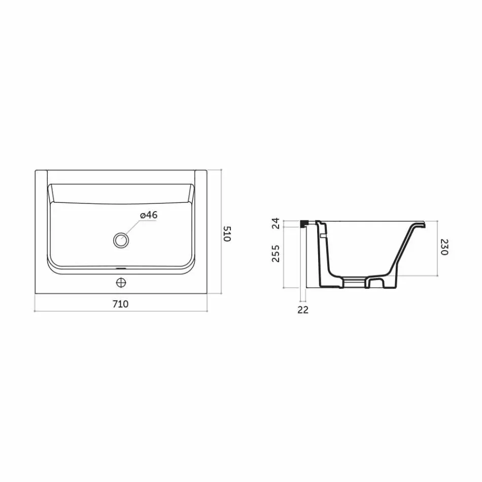 Moderne 1-hullers håndvask i hvid eller Panama-farvet keramik Viadurini