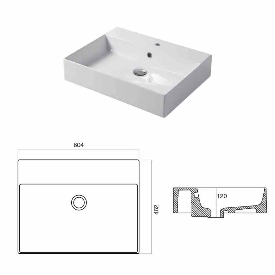 Enkelt hulbassin til støtte eller væg i Coliviata Colivi keramik Viadurini