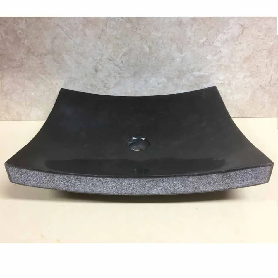 Sort badeværelse håndvask i natursten Kærlighed, unikt stykke Viadurini