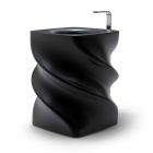 Moderne design fritstående sort håndvask Twist lavet i Italien Viadurini