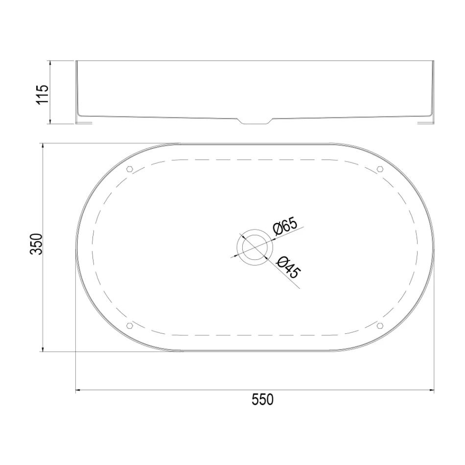 Oval bordplade håndvask i rustfrit stål i forskellige finish - Anemone Viadurini