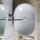 Oval bordplade håndvask i blank keramisk keramik Fremstillet i Italien - Nelly Viadurini