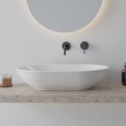 Oval bordplade håndvask i blank keramik L 58 cm Made in Italy - Nelly Viadurini