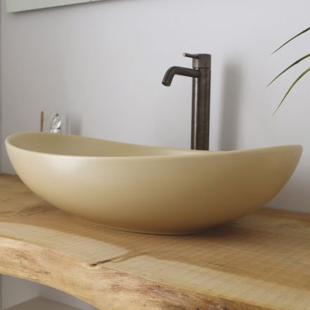 Oval bordplade håndvask i blank keramik Fremstillet i Italien - Jumper Viadurini