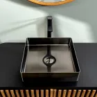 Firkantet bordplade håndvask i rustfrit stål i forskellige finish - Calendula Viadurini