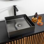 Firkantet bordplade håndvask i rustfrit stål i forskellige finish - Calendula Viadurini
