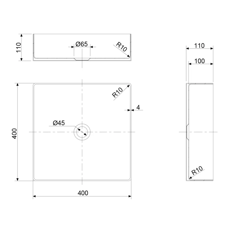 Firkantet bordplade håndvask i rustfrit stål i forskellige finish - Calendula Viadurini