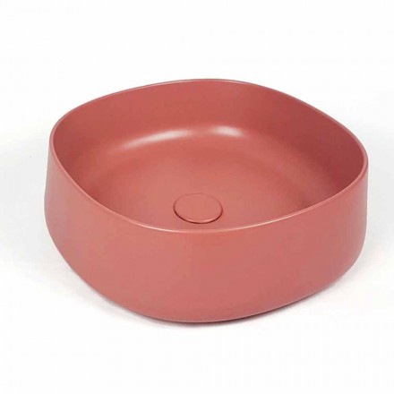 Moderne bordplade firkantet håndvask i farvet keramik fremstillet i Italien - Cordino Viadurini