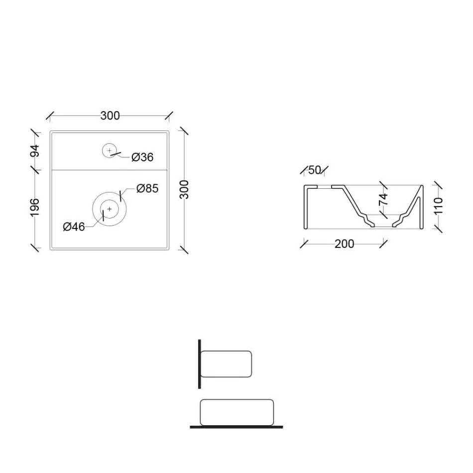 Firkantet eller rektangulært moderne design Keramisk håndvask lavet i Italien - akt Viadurini