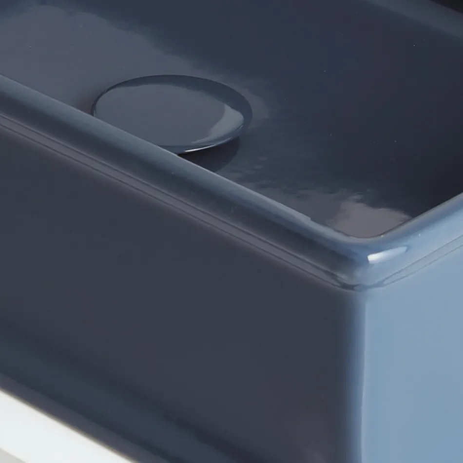 Rektangulær håndvask i håndvask i poleret keramik Fremstillet i Italien - Debora Viadurini