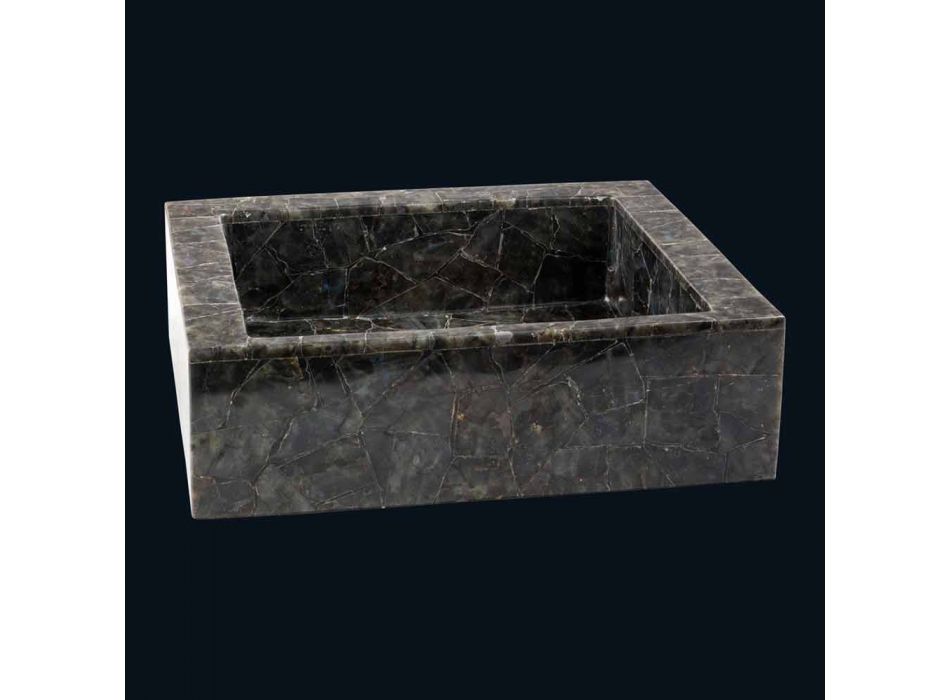 Rektangulær håndvask af sten support labradorit Zelig Viadurini