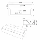 Moderne rektangulær bordplade eller ophængt håndvask 60x30 cm i keramik - akt Viadurini