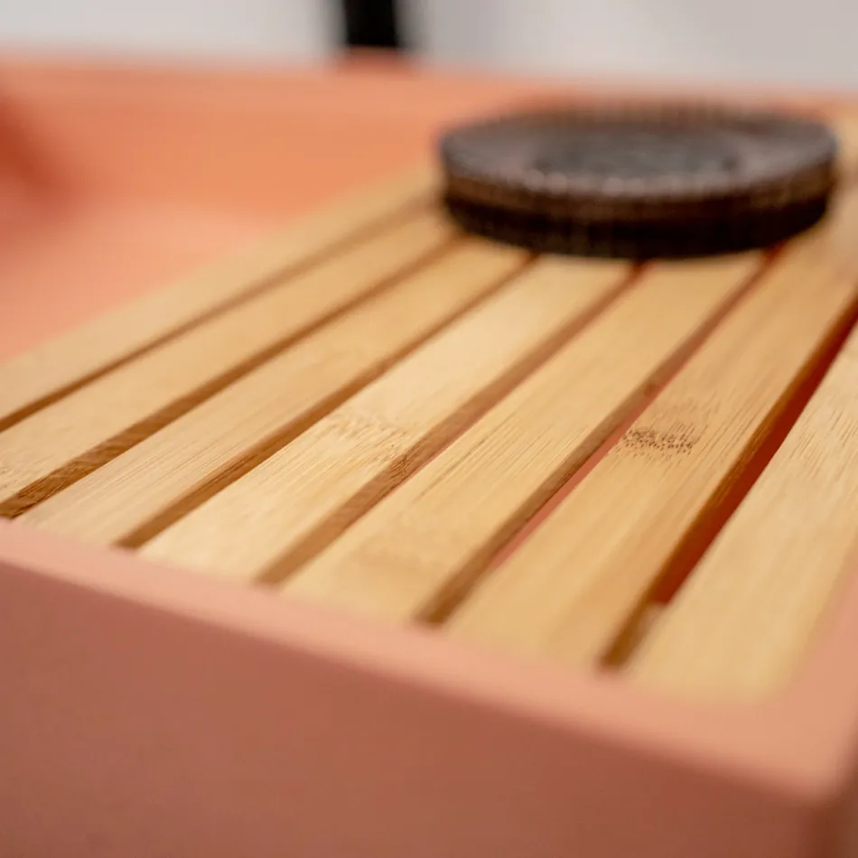 Rektangulær bordplade håndvask Lavet af Mali Orange Terrazzo - Azalea Viadurini