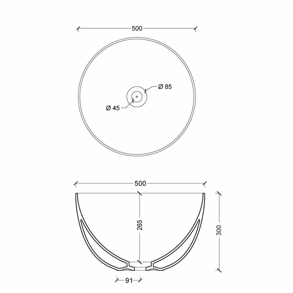 Rund håndvask i hvid keramik eller farvet stjerne Round50 Viadurini