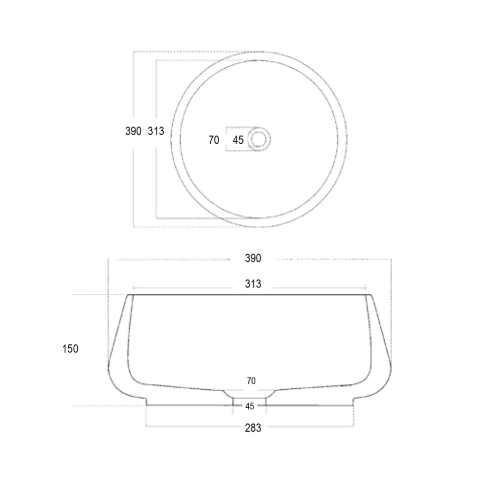 Rund bordplade håndvask lavet af cement og harpiks - Ibisco Viadurini