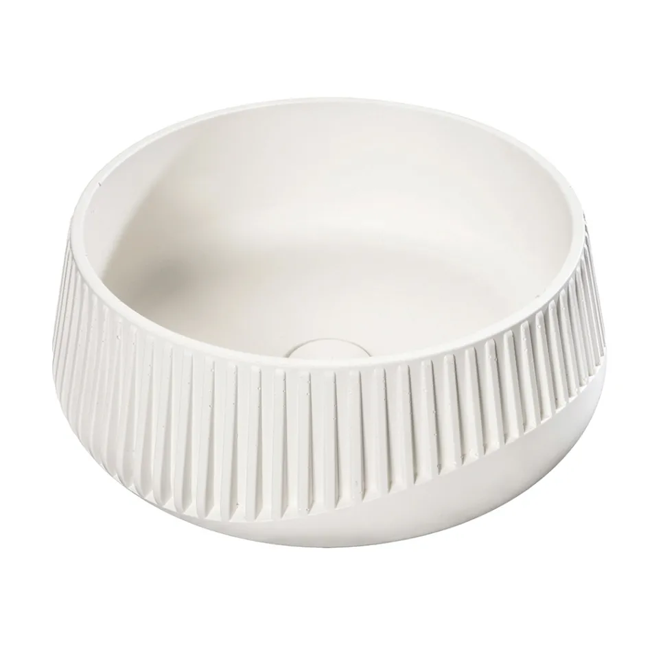 Rund bordplade håndvask lavet af cement og harpiks - Ibisco Viadurini