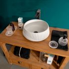 Rund bordplade håndvask lavet af cement og harpiks - Ibisco Viadurini